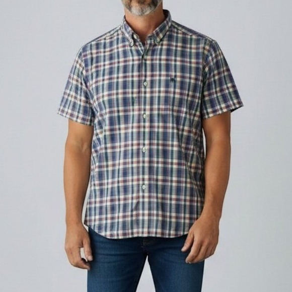 Ralph Lauren Other - Ralph Lauren Button Down Shirt Mens L Blue Plaid Short Sleeve Hand Woven Cotton